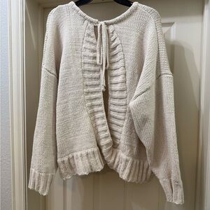She + Sky Cream Open-Back Sweater